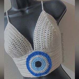 Handmade evil eye crochet top